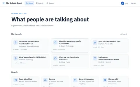 Bulletin Board running in the modern-minimal theme